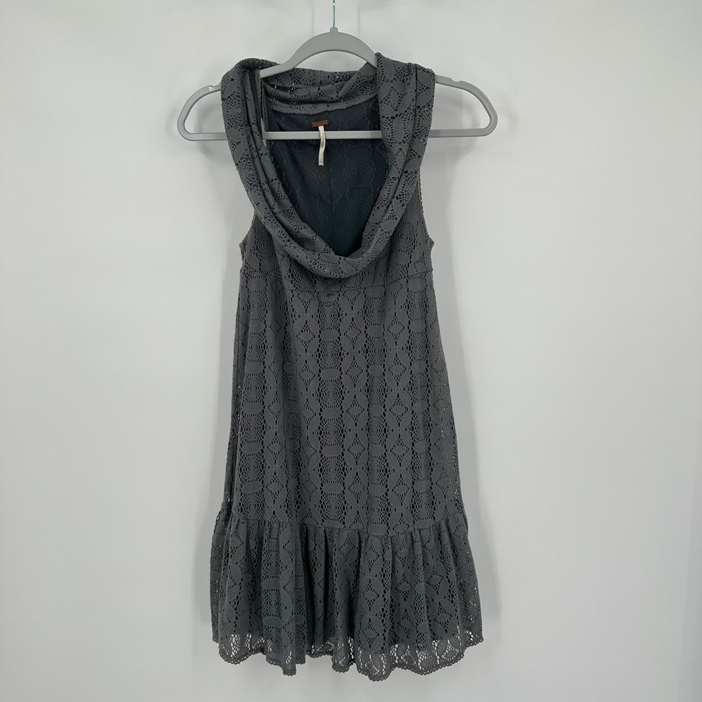 Free People Womens Boho Crochet Cowl Neck Dress Size S Whimsigoth Coquette